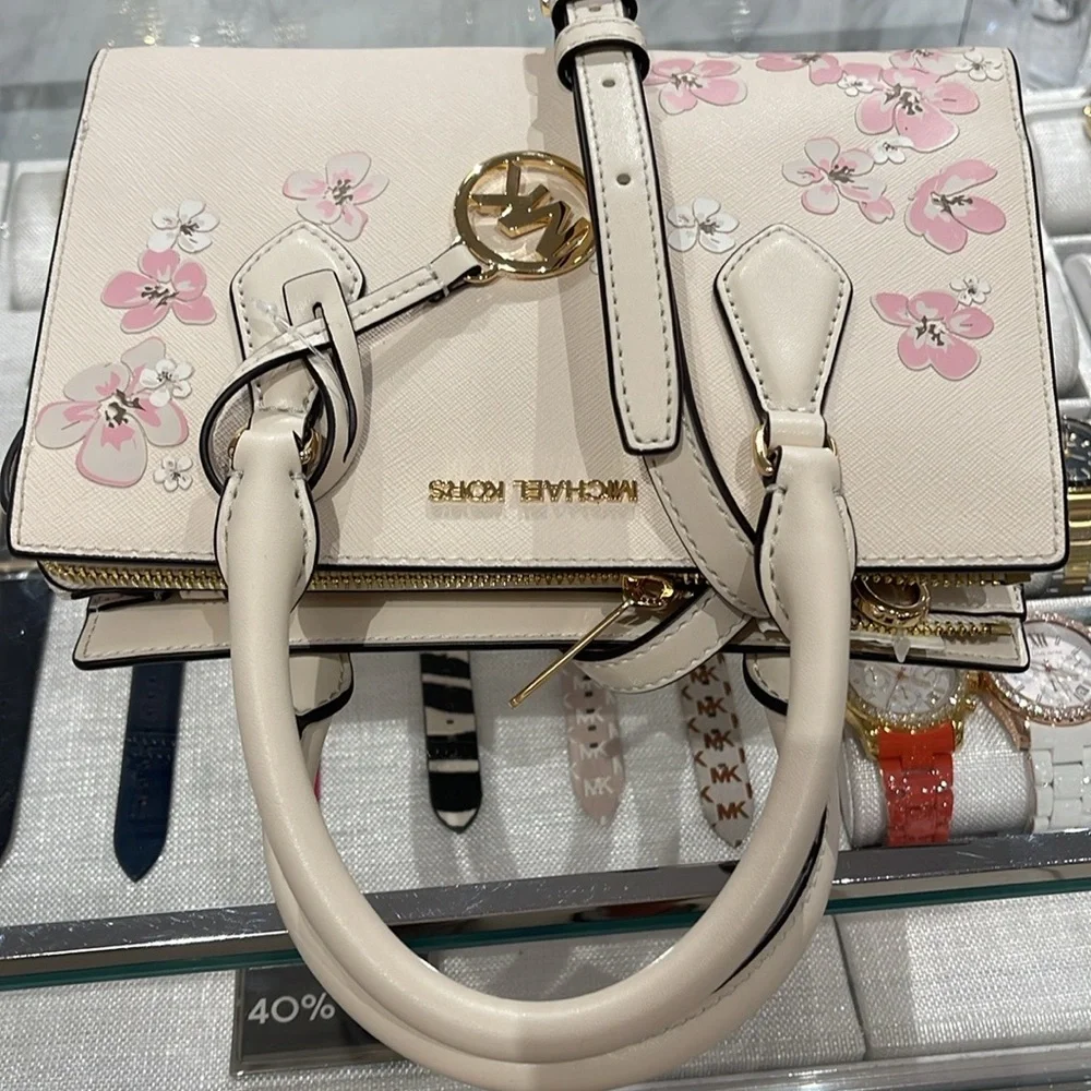 Michael Kors Sheila Sm Central Zip Floral Embellished Satchel Crossbody NWT - Picture 11 of 16